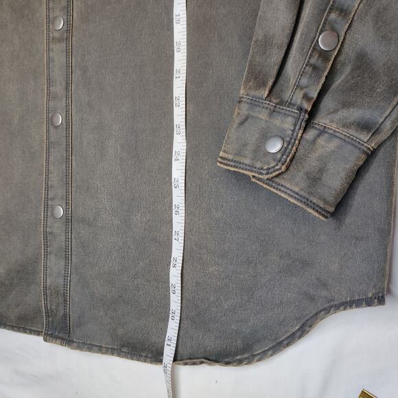 Vtg 90s North River Faux Leather Coated Canvas Snap Button Outdoor Work Shirt XL - Picture 10 of 10